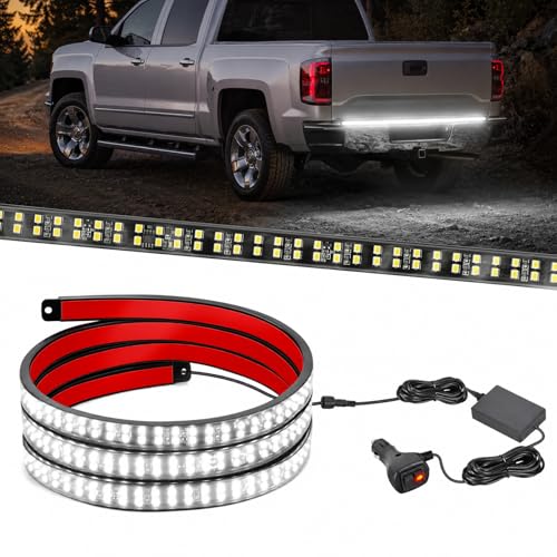 Nilight 60 Inch Truck Tailgate Strobe Light Strip Tail Emergency Bar Rear Window Warning Lamp Ultra-Bright Double Row 360 LED for Pickup Trailers Construction Vehicles Car SUV, White - color: 60" Tailgte Strobe White