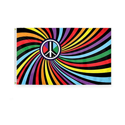 AGAS Peace Swirl Rainbow Flag 3x5 Ft - Polyester - Plated Grommets - Swirl Pride Body Flag 3 x 5 Ft Swirl Pride Banner - color: 3x5 ft Polyester