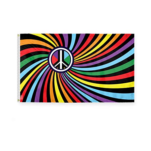 AGAS Peace Swirl Rainbow Flag 3x5 Ft - Polyester - Plated Grommets - Swirl Pride Body Flag 3 x 5 Ft Swirl Pride Banner - color: 3x5 ft Polyester