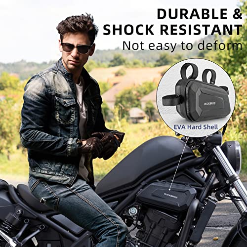 ROCKBROS Triangle Side Bag - EVA Hard Shell Motorcycle Storage Bags, Water-resistant Tail Bag 2Pcs - color: Black