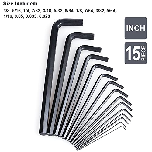 EFFICERE 30-Piece Premium Hex Key Allen Wrench Set, SAE and Metric Assortment, L Shape, Chrome Vanadium Steel, Precise and Chamfered Tips | SAE 0.028-3/8 inch, Metric 0.7-10 mm | In Storage Case - size: 30-Pc. Standard Set - Red Case