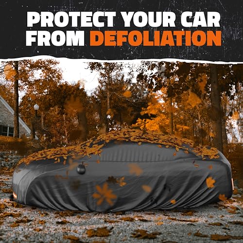 Mockins 175"x70"x60" XS Sedan Car Cover Waterproof All Weather Protector | Heavy Duty 250G PVC & Cotton Lined Car Covers for Automobiles | Windproof Full Exterior Covers w/ Buckle Strap & Reflectors - size: Sedan - X-Small - 175"x70"x60"