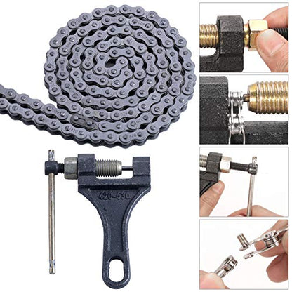 420 Motorcycle Chain+ Chain Breaker,420 Standard Roller Chain 132 Link for 110cc 125cc Dirt Pit Bike ATV Quad Go Kart Scooter Mini Bike - size: 132 Link Independent chain breaker