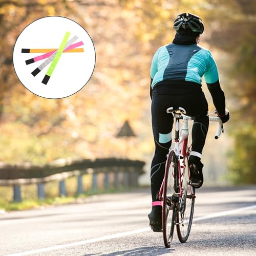 Zerodeko 4pcs Reflective Safety Armbands and Cycling Pant Leg Straps, PVC High Visibility Wristbands with Adjustable Sticky Tape for Night Running, Walking, Biking Outdoor Safety