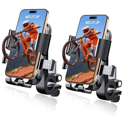 Bike Phone Holder,Motorcycle Phone Mount, 2 Pack-Black | Bicycle Handlebar Holder Mount for Adults Kids,No tools required, easy to install, For iPhone and 4.7-7" smartphones