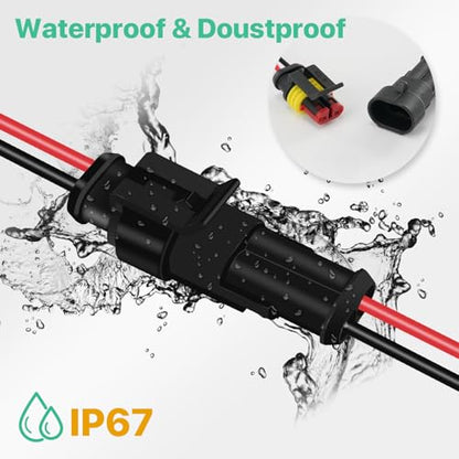 2 Pin Waterproof Electrical Connectors, Male and Female Wire Connectors, 12V Plug Connector, Suitable for Connecting Weak Current Lines Such As Cars, Motorcycles, and Ships(5 Pack)