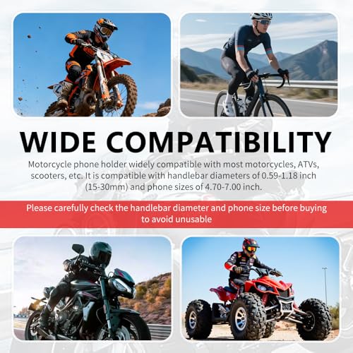 2026 New Motorcycle Phone Holder Mount,360° Rotatable Motorcycle Phone Mount with Sunshade Design for Phones Navigation,Portable Phones Holder for Motorcycles Handlebar