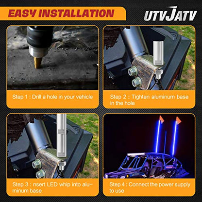 4ft LED Whip Blue Lights Waterproof Flag Pole Safety Antenna with Flag for Can Am Maverick X3 Sand Dune Buggy UTV ATV 2020 Polaris RZR XP 4X4 Offroad Truck 4 Wheels - 1PCS - color: Blue, size: 4FT 1PC LED whip light