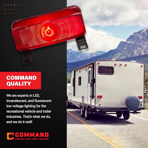 Command Electronics OEM 12V Incandescent RV & Trailer Tail Light with License Plate Bracket - Made in USA - Brake Light with Built-in Reflector - Hardware & Connectors Included | Black Trim (1 Pack) - size: 1 Pack, style: With Plate Holder