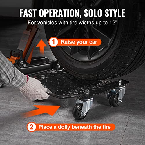 VEVOR Wheel Dolly, 3000 lbs Car Moving Dolly, Wheel Dolly Car Tire Stake Set of 2 Piece, Heavy-Duty Car Tire Dolly Cart Moving Cars, Trucks, Trailers, Motorcycles, and Boats - size: 2 Pack, style: 3000 LBS，2 Pack