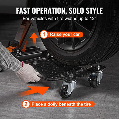 VEVOR Wheel Dolly, 3000 lbs Car Moving Dolly, Wheel Dolly Car Tire Stake Set of 2 Piece, Heavy-Duty Car Tire Dolly Cart Moving Cars, Trucks, Trailers, Motorcycles, and Boats - size: 2 Pack, style: 3000 LBS，2 Pack