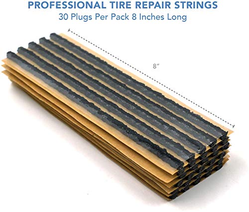 CKAuto 30pcs 8" Black Tire Repair Strings, Automotive Tool Tire Repair Plugs for Tubeless Off-Road Tires Car, Bike, ATV, UTV, Wheelbarrow, Mower - color: Black, size: 8" x φ0.236" 30pcs