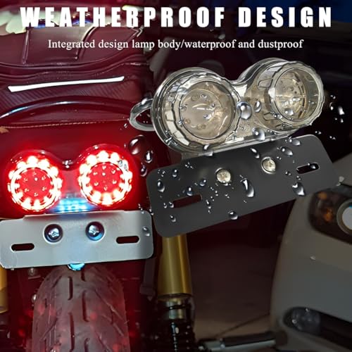 Wevdn 40-LED 40W Motorcycle Tail Light, Integrated Running 40 LED Brake Stop Light with License Plate Bracket, Turn Signal Lamp Tail Light for Motorcycle Street Bike Cruiser (Black) - color: Black
