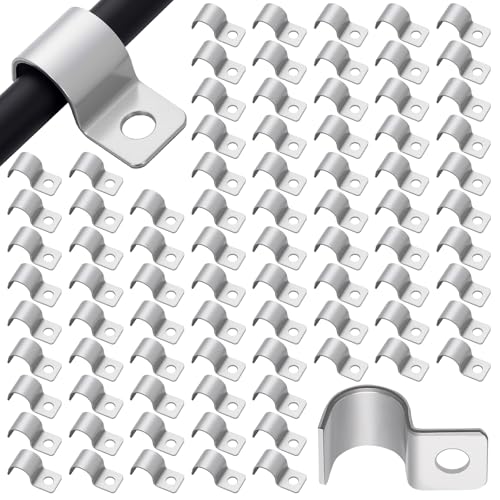 Yaocom 100 Pcs Silver Cable Wire Screw Clips 3/8 Inch, Zinc Plated Steel Clamp Outdoor Cord Clips for Wall Mounting Wire Management - color: Silver, size: 3/8 inch