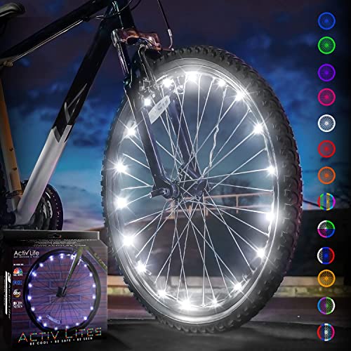 Activ Life LED Bike Wheel Lights with Batteries Included! Get 100% Brighter and Visible from All Angles for Ultimate Safety & Style (1 Tire Pack) - color: White