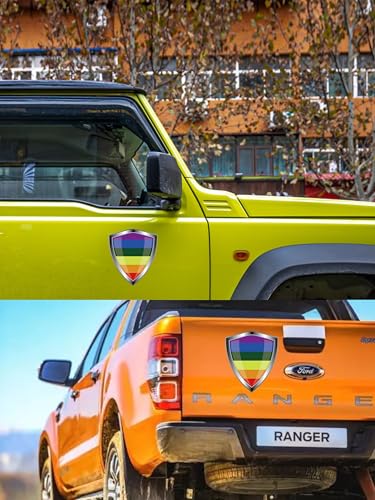 Pride Rainbow Flag Decal Sticker - Gay LGBTQ Flags Shield Shape Reflective Vinyl Car Stickers - for Car Window Bumper Laptop Waterproof Sticker (5Pcs) - color: Main Rainbow