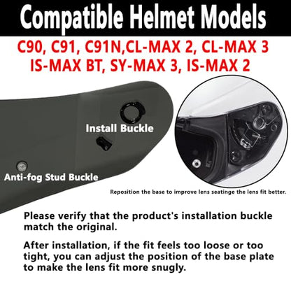 HJ-17 Helmet Visor Replacement,UV Protective Helmet Face Shield Compatible with CL-MAX II,IS-MAX BT,SY-MAX III,IS-MAX II,CL-MAX 3,C90,C91,C91N (Light Black-Day&Night Use) - color: Light Black-day&night Use