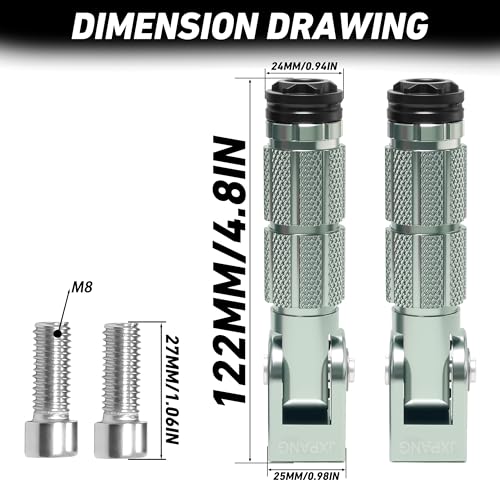 Universal Motorcycle Bicycle Folding Passenger Foot Pegs M8 Rearsets Rear Set Footrests Footpeg Foot Rest Peg Pedals For Bike Install Hole 8mm (A-ZDJT-012-Titanium) - color: A-ZDJT-012-Titanium