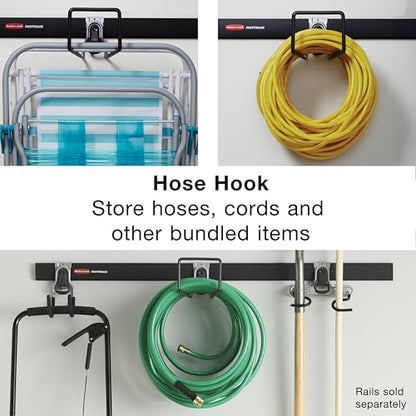 Rubbermaid Garage FastTrack Hose Hook Satin Nickel Wall Mounted Storage System Holds up to 50 pounds for Home/Garage - size: 1 Count (Pack of 1), style: Hose Hook