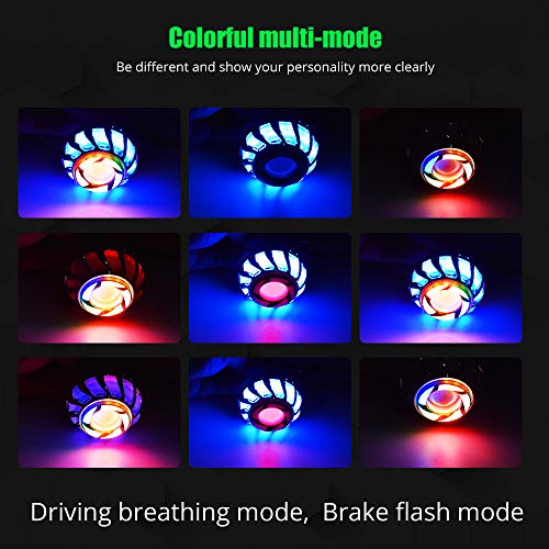 1.9inch Motorcycle Tail Light with Turn Signals BAY15D 1157 LED Bulbs with RGB Ange Eye.(2-Pack). - color: RGB-BAY15D