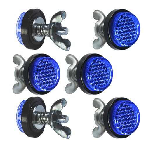 Deep Blue Reflectors Motorcycle License Plate Bolts and Nuts Mini Decorative M5 Screw Tag Bolt Round Reflective for Bike(6Pieces) (Blue) - color: Deep Blue