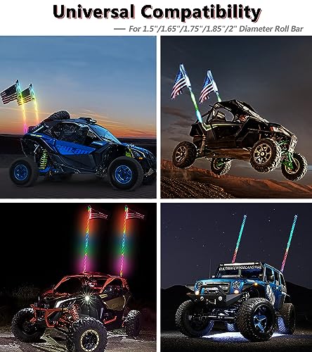 VAZESWIN 2 PCS UTV Whip Light Mounts, Sturdy Aluminium Alloy UTV Whip Flag Mounts, 360° Rotating Adjustable Off-Road Light Bar Mounting Brackets for 1.5" / 1.65" / 1.75" / 1.85" / 2" Roll Bars, Red
