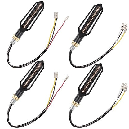 Kinstecks 4PCS Motorcycle Indicators Flowing Turn Signal Lights Motorbike Turning Indicators Daytime Running Lights Brake Lights 12V for Motorcycle Motorbike Scooter Quad Cruiser Off Road