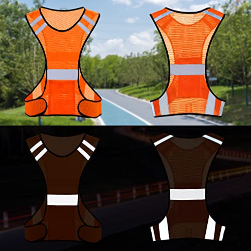 TCCFCCT Reflective Running Vest, High Visibility Running Gear with Large Pocket - color: 1 Pack Mesh Orange