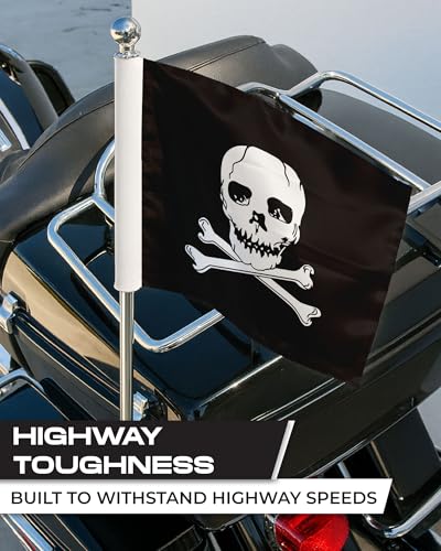 AGAS Jolly Roger Pirate Motorcycle Flag 6x9 inch - Double-Sided Printed 2-Ply Durable Knitted Polyester - 0.75 inch Sleeve- Fits on 3/8" Mount Pole - color: Jolly Roger