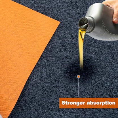 8.5 * 6.6 Ft Heavy Duty Oil Spill Mat, 6.5mm Thickened Large Garage Floor Mat for Under Car, 1/4" Waterproof Rubber Backing Absorbs Oil Quickly, Washable, Reusable, Durable, Non-Slip - size: 6'7" x 8'7"