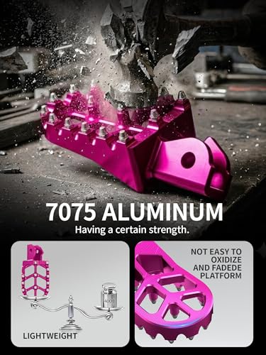JFG RACING Dirt Bike Foot Pegs,7075 Aluminum CNC Pedals Rests for Surron Light Bee X and S/E Ride Pro S SS SR/CRF150F CRF230F 03-19/CRF250F 19-24/XR150L 15-24/KDX200 83-94-Pink - color: pink