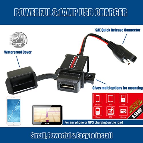 MOTOPOWER MP0609 3.1Amp Motorcycle USB Port SAE to USB Adapter - color: b) - SAE to USB Adapter