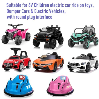 6V Battery Charger for Ride on Toys, 6 Volt Power Cord for Ride on Toddler Quad ATV Hello Kitty SUV, Motorcycle, Truck, Charge for 6V Lead-Acid Battery Systems.
