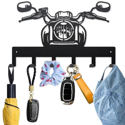 MAYJOYDIY Motorcycle Metal Key Hook Racing Scooter Coat Rack Wall Mounted 15.7×9.8inch Art Wall Decor Key Holder Organizer Rack with 6 Hooks for Gift Coats Hats Towels Bags Hanging - style: Motorcycle Head