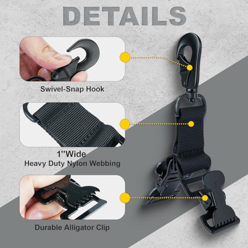 MELOTOUGH Firefighter Glove Clips Strap | Glove Holder with Glove Leash Swivel Snap Hook - color: Black, size: 1 PACK