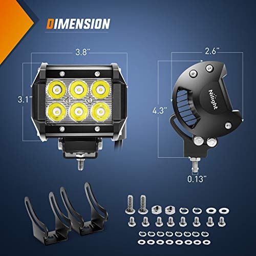 Nilight 4PCS 4 Inch 18W Spot Led Light Bars LED Work Lights Led Fog Lights Off Road Driving Lights with Off Road Wiring Harness - color: Led Pods 4Pcs+Wiring Harness, size: 4 Inch