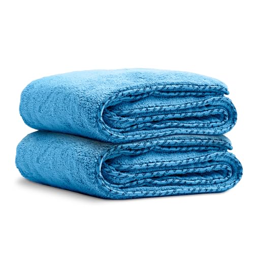 Chemical Guys Woolly Mammoth Large Microfiber Drying Towel - 36 x 25 Inch Blue, Ultra Plush Super Absorbent Car Drying Towel for Cars, Trucks, SUVs, Motorcycles, RVs, and Auto Detailing - 2 Pack - color: Blue, size: 2 Pack