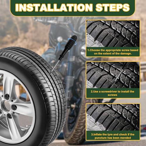 60 PCS Tire Repair Rubber Nail, Vacuum Tire Repair Kits Spiral Rubber Screws,Fast Self-Service Tool for Car,Truck, Motorcycle,Tractor Tire Puncture Repair.