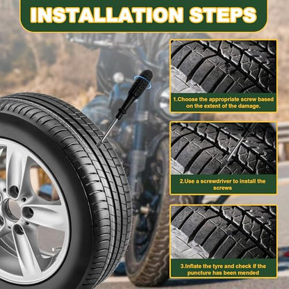 60 PCS Tire Repair Rubber Nail, Vacuum Tire Repair Kits Spiral Rubber Screws,Fast Self-Service Tool for Car,Truck, Motorcycle,Tractor Tire Puncture Repair.