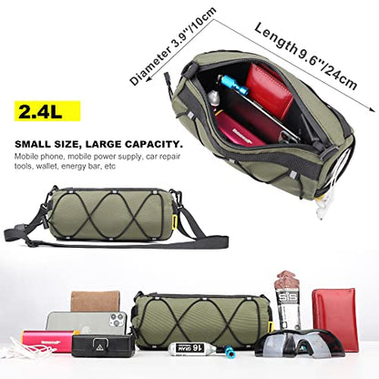 Rhinowalk Bike Handlebar Bag, Bicycle Front Bag Shoulder Bag Storage Bag with Shoulder Strap for Road Mountain Bike Cycling Travel - color: Green