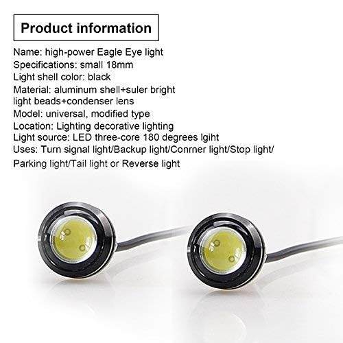 10Pcs 18mm 12V Eagle Eye LED Car Fog DRL Daytime Running Light Backup Reverse Tail Rock Lights Small bulb (Blue, Black Case) - color: Blue light