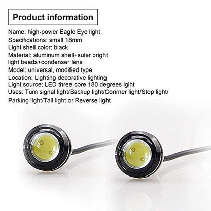 10Pcs 18mm 12V Eagle Eye LED Car Fog DRL Daytime Running Light Backup Reverse Tail Rock Lights Small bulb (Blue, Black Case) - color: Blue light