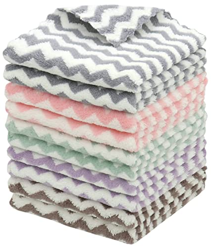 Microfiber Cleaning Cloth, 10 Pack Dish Rags, 12inx12in, Mix Color | Lint Free Micro fiber Cloths For Cleaning, Fast Drying Dish Cloths for Washing Dishes, Absorbent Cleaning Rags For House - color: Mix Color 1
