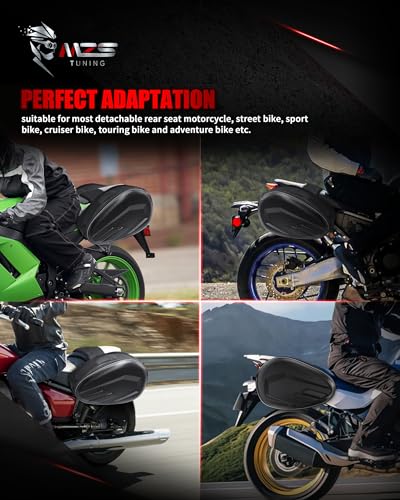 MZS Motorcycle Saddle Bags, 47L Extendable Large Capacity Saddlebags Travel Luggage Bag with Waterproof Rain Cover, Motorbike Side Bag Storage Accessories - size: 47L