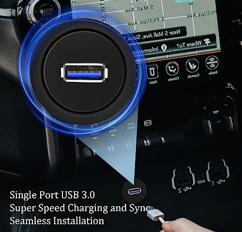 Single Port USB 3.0 Car Flush Mount Cable, USB Dash Mount Adapter Male to Female for Car Truck Boat Motorcycle Dashboard Panel 1ft - style: Single Port 1ft