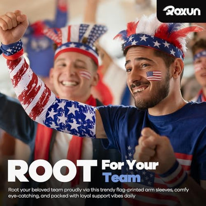 ROXUN Arm Sleeves, Cooling UV Sun Protection Sports Compression for Men/Women - color: 2 Pairs America Flag-1