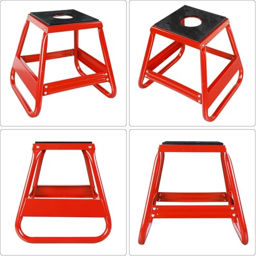 Big RED Dirt Bike Stand Motorcycle Stand Lift, 1000LBS Capacity Non-Slip Off-Road Steel Universal Detachable Maintenance Motorcycle Stand, Fit for Honda Yamaha Kawasaki - style: red dirt bike stand