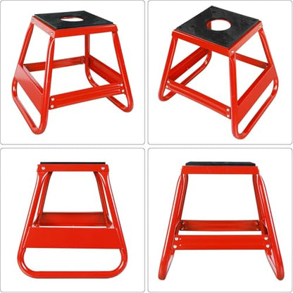 Big RED Dirt Bike Stand Motorcycle Stand Lift, 1000LBS Capacity Non-Slip Off-Road Steel Universal Detachable Maintenance Motorcycle Stand, Fit for Honda Yamaha Kawasaki - style: red dirt bike stand