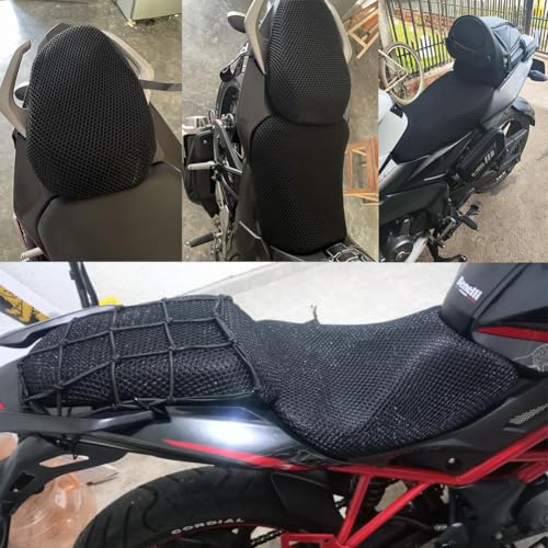 for Ninja500 Ninja 500 SE 2024 2025 2026 Rear Seat Cowl Cushion Cover Net Insulation 3D Mesh Guard Protector Motorcycle Accessories, Abrasion-Resistant All-Weather Protection