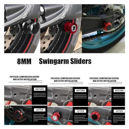 Motorcycle M8 Swingarm Spools Rear Stand Screws Sliders for H GROM MSX125 2015 2016 2017 2018-2023 2024(Silver.) - color: Silver.